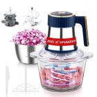 LANTHOUR Hachoir Électrique avec 2 Bols(Verre + Acier Inox), 5 Vitesses, 4 Lames en Acier Inoxydable,Éplucheur d'ail en silicone