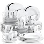 Veweet FIONA 60pcs Service de Table Porcelaine 12pcs Assiette Plate / Assiette à Dessert / Assiette Creuse / Tasse avec Soucoupes