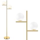 Lampadaire sur Pied Salon 165cm avec Abat-jour en Verre - BLEOSAN - Moderne - Or - E27 - Bureau - Intérieur