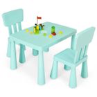 COSTWAY Table avec 2 Chaises pour Enfants 1-7 Ans, Dossier Ergonomique Hauteur Scientifique pour Manger Dessiner Écrire, Vert