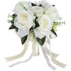 Bouquet de fleurs artificielles - HILILAND - Rose - Blanc laiteux - Élégance - Mariage romantique