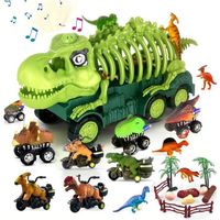 Camions de Dinosaures pour Enfants de 3 à 8 ans - Jouet de Transporteur avec 12 Dinosaures et 8 Voitures