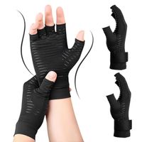 Lot de 2 paires de gants d'arthrose : gants de compression sans doigts pour femmes et hommes, tendinite(noir M)