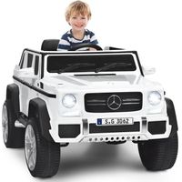 COSTWAY Voiture Eléctrique 12 V pour Enfants Benz G650-S avec Lumières LED, port AUX, Télécommande Parentale de 3 à 8 Ans Blanc