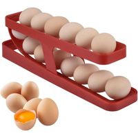 Porte-œufs Rangement Oeuf, Distributeur Oeuf, Boîte À Œufs De Rangement,Porte-œufs Roulant Automatique Pour Réfrigérateur Rouge