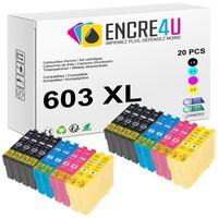 603XL ENCRE4U - Lot de 20 cartouches d'encre compatibles avec EPSON 603 XL Etoile de Mer ( 8 Noir + 4 Cyan + 4 Magenta + 4 Jaune )