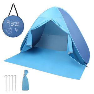 ABRI DE PLAGE Izrielar Tente de plage Tente de soleil de plage pop-up, UV 50+ portable Bleu 200*165*130cm