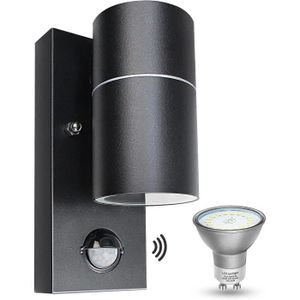 Lampe d'extérieur détecteur de mouvement en acier inoxydable Lampe d' extérieur avec détecteur de mouvement Applique extérieure en acier  inoxydable, aspect bois avec LED décorative, 1x E27