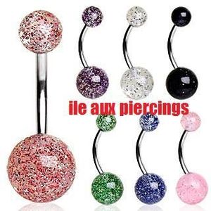 Percing Nombril Pailletée differente couleurs