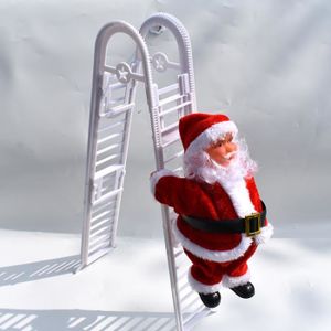 PERSONNAGES ET ANIMAUX Électrique Chanter Escalade Échelle Père Noël extérieur Decoration Gifts Santa grimpant sur Une échelle décor d'arbre Arbre de Noël