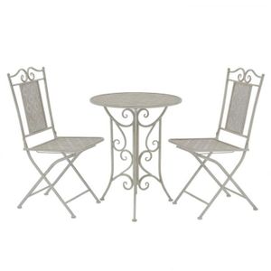 Ensemble table et chaise de jardin MSA Ensemble de bistro 3 pcs Acier Gris ✿1
