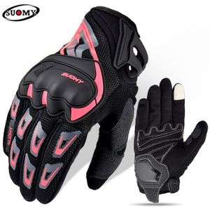 GANTS - SOUS-GANTS gants de Moto respirants pour hommes,pour l'été,doigt complet,pour Motocross,pour course,pour écran tactile,grande - SU11 Pink[B]