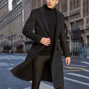 Acheter Manteau en laine pour hommes automne homme mélange de laine  pardessus hiver laine longue veste