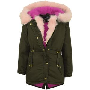 Parka capuche fourrure femme rose Cdiscount