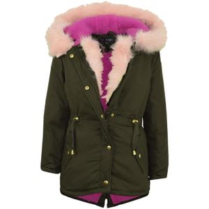 PARKA Enfants Filles à capuche Rose fourrure Parka Veste