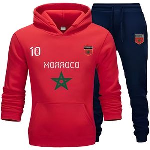 SURVÊTEMENT Jogging Homme - Maroc - Rouge - Manches Longues - Multisport - Taille S à XXL