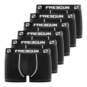 BOXER - SHORTY FREEGUN Boxer enfant coton, caleçon garçon, maxi confort ceinture large (4 cm), (Lot de 6) - noir