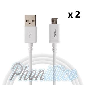 CÂBLE TÉLÉPHONE Lot 2 Cables USB Blanc compatible Huawei P8 LITE - Phonillico®