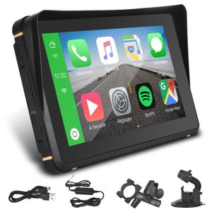 Écran CarPlay/Android Auto Portable Pour Moto - Tactile étanche IPX7, Avec Support, Bluetooth, GPS, Commande Vocale