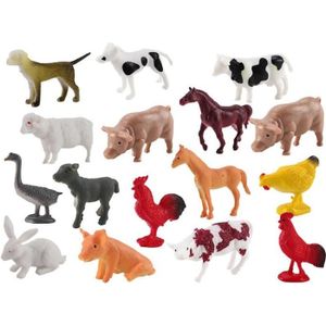 14x Figurines d'animaux de ferme en plastique pour enfants - Coffrets de  jeu d'animaux