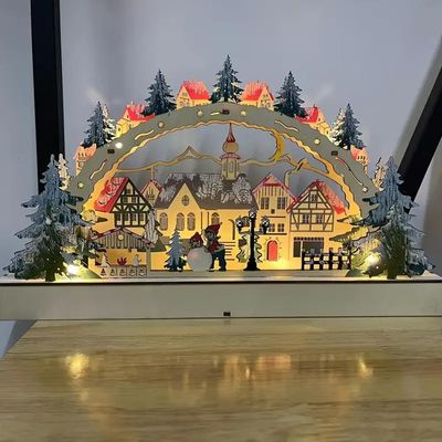 Décoration De Noël Lumineuse En Bois - Arche LED Avec Bougies - 38x22x5 Cm - Ambiance Chaleureuse, Cadeau De Fête
