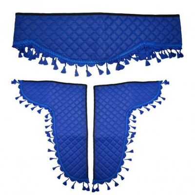 Kit Rideaux Pour Camion Crème/bleu - 2 Rideaux Latéraux, 1 Central, Bandeau Anti-éblouissement