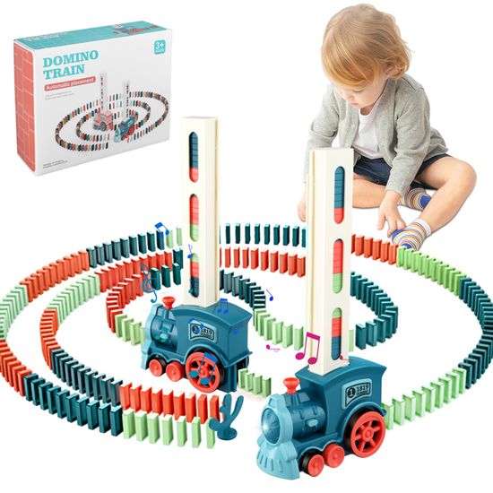 60 PCS Jouet de Train Domino, Automatique Train de Pose Domino avec