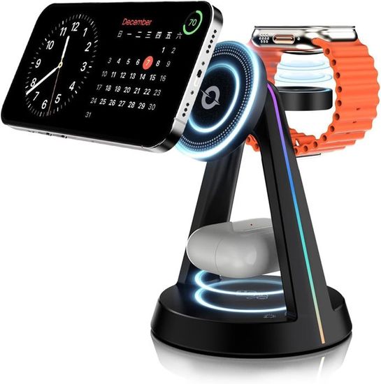 Chargeur Sans Fil Magnétique Mag-Safe USB C 15 W Pour IPhone, Charge Inductive Compatible Avec Les Séries IPhone 16/15/14/13/12, Câble De 1,5 M