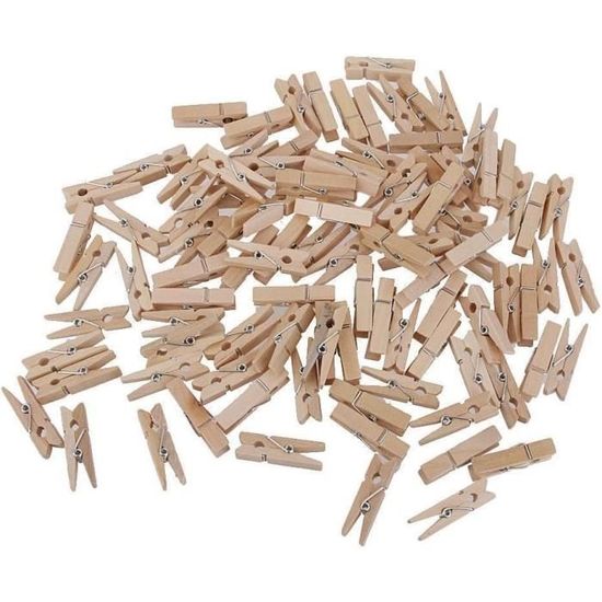24 Mini pinces à linge en bois colorées - 25 mm. Bricolage