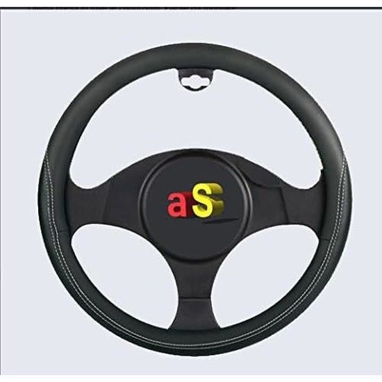 Couvre Volant En Simili Cuir Beige Et Noir Housse Large 44-46 Cm