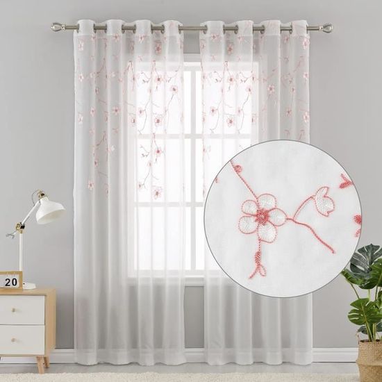 Lot De 2 Rideaux En Voile Transparent Avec œillets - 260 X 140 Cm (blanc) - Pour Salon Et Chambre