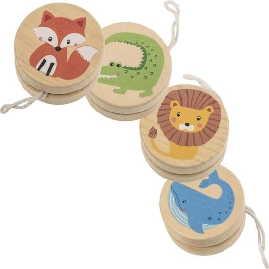 Yo-yo En Bois Vintage – Animal Au Choix (lion, Baleine, Crocodile, Renard) – 5,5 Cm – Jouet Traditionnel