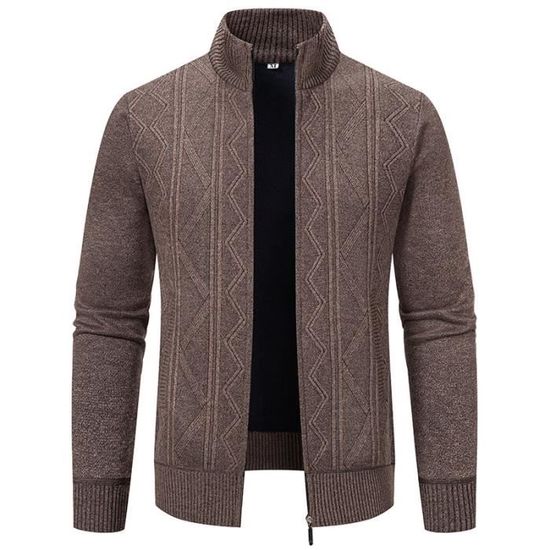 Cardigan Femme BGNHJ – Col Rond – Foulard En Soie – Tricot Chaud Beige – Manches Longues – Taille Jusqu'à XL
