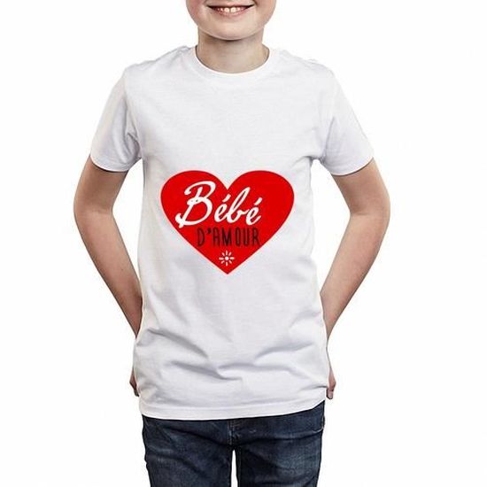 T Shirt Premium Enfant Blanc Bebe D Amour Blanc Cdiscount Pret A Porter