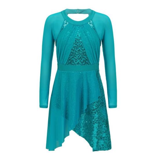 Robe De Danse Enfant Fille - Velours Strass Manches Longues - Pour Noël, Spectacle, Patinage Artistique