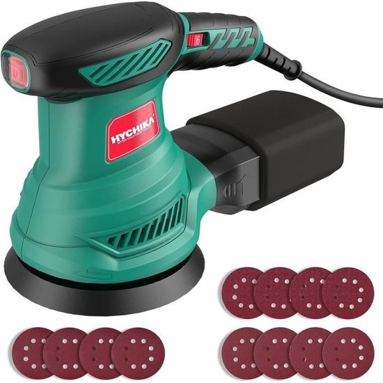 DOVAMAN ROS01A Ponceuse Orbitale Excentrique 350W 6 Vitesses - 125mm Avec 12 Abrasifs Orange