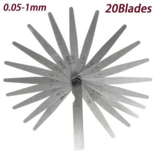 Jauge D'épaisseur 8 Lames Métrique En Acier - Épaisseurs De 0.05mm, Pour Réglage Jeu Soupapes, Guitare, Mécanique