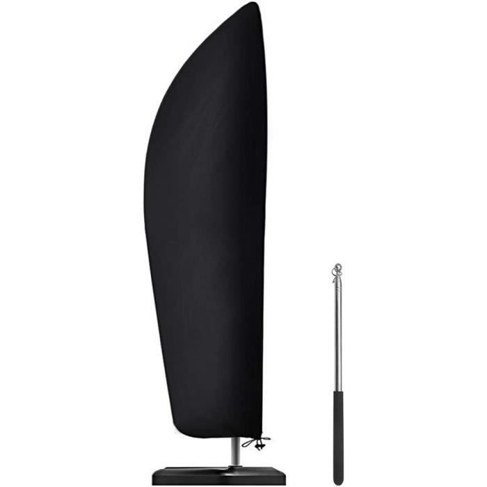 Housse Parasol Déporté 2-4m - Protection Imperméable 210D Oxford, Sac De Rangement Inclus - Noir
