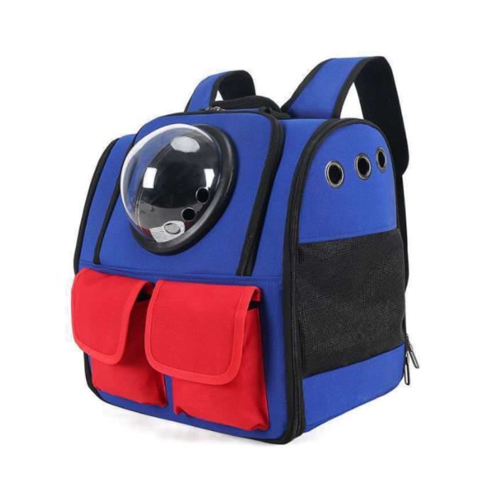 Sac à Dos pour Chat 38x25x34cm Sac Transport Animal Respirant pour Voyages Randonnée Et l'Extérieur Bleu