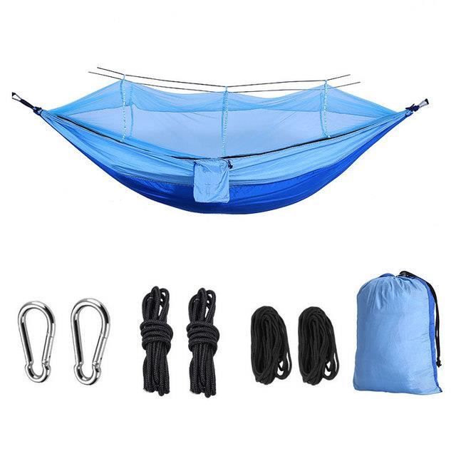 Hamac extérieur tissé en nylon 210T (avec moustiquaire) 260 * 140cm / bleu
