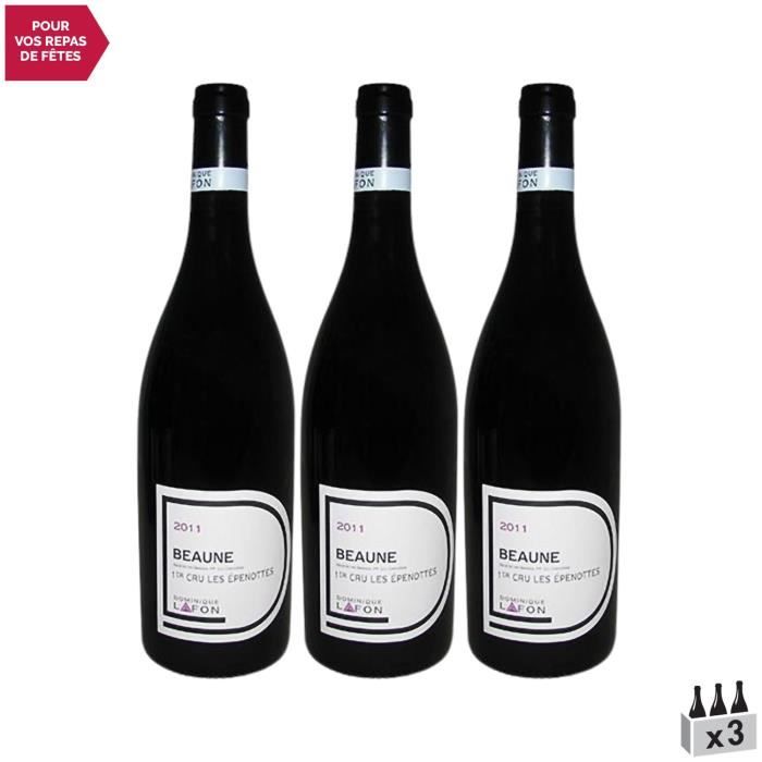 Beaune 1er Cru Les Epenottes Rouge 2011 - Lot de 3x75cl - Dominique Lafon - Vin AOC Rouge de Bourgogne - Cépage Pinot Noir