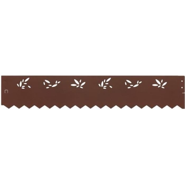 Bordure jardin droite acier feuille d'olivier - 99 x 18 cm - Rouille - Jardinex