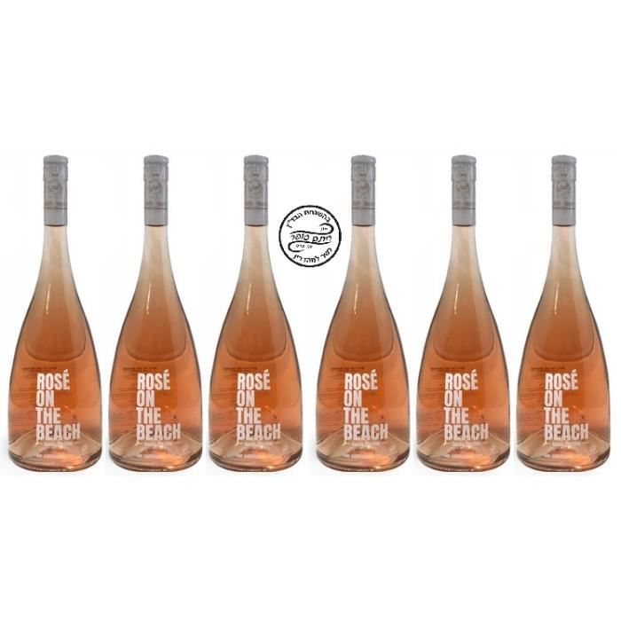 ROSE ON THE BEACH Vin rosé Casher - Rosé Kasher Le Pessah Cuvée Prestige - AOP Corbières 2019 - Kosher Wine - 6 Bouteilles de 75 cl