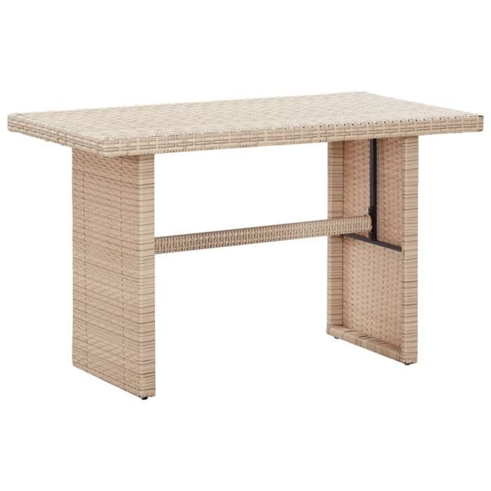 Table de jardin Haut de gamme - Table de reception Table d'extérieur Beige 110x60x74 cm Résine tressée Fur© 803038