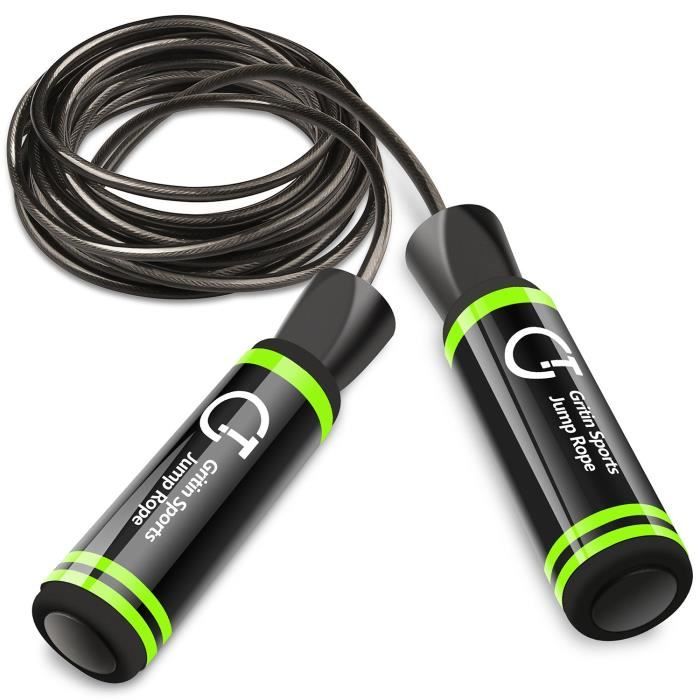 Corde à Sauter, Gritin Jump Skipping Rope Réglable - Roulements à Billes en Acier Ergonomique - La Poignée Souple et Câble Ajusta