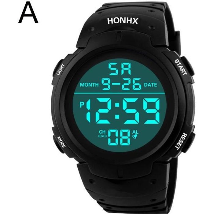 HONHX Luxury Mens Digital LED Watch Date Sport Hommes Montre électronique extérieure LGX201224913A