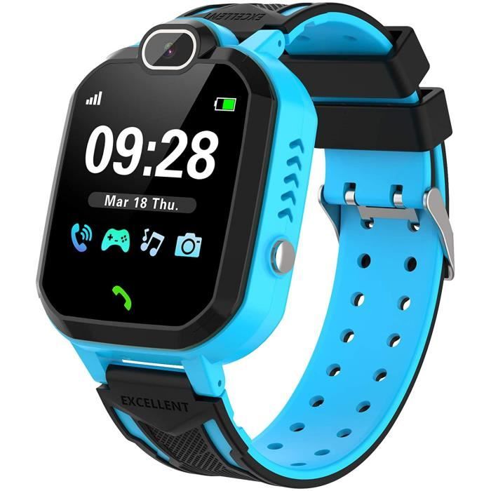 Montre Connectée Enfant, Montre de Jeu avec Appareil Photo Lecteur de Musique Mode Scolaire Réveil Appels SOS Montre Intelligente po