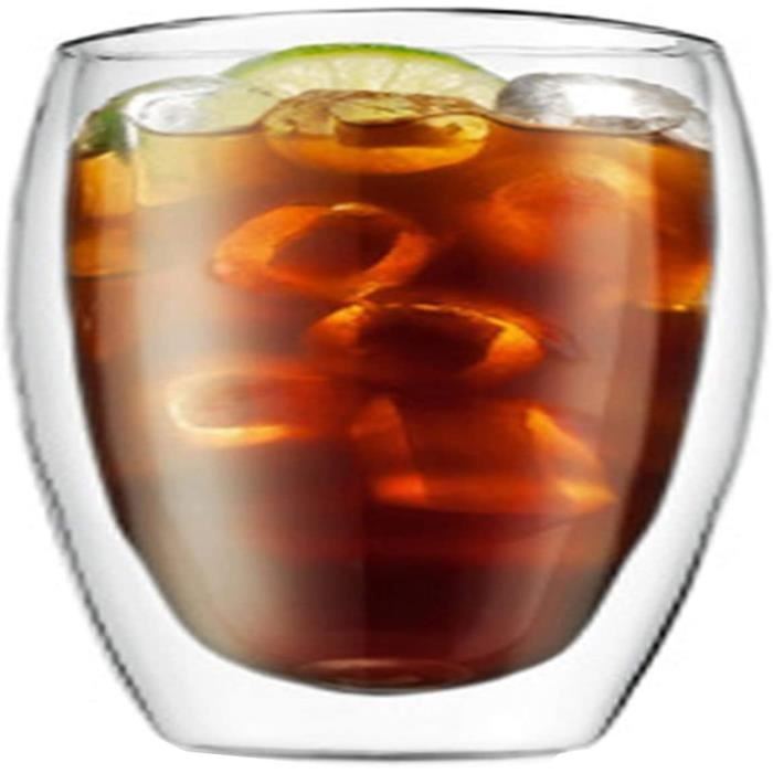 Tasses à café en verre borosilicate double couche isolante sans plomb transparent pour thé, café, lait, cappuccino, lait