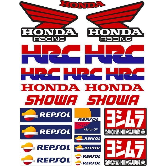 Autocollant Adhésif Vinyle Sponsor Compatible Avec Honda - Hrc - Showa - Yoshimura-Repsol Impression Digital Laminé Contre Uvi...
