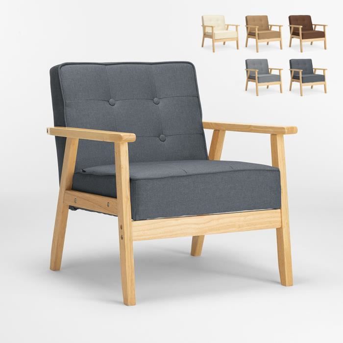 Fauteuil en bois au design scandinave vintage avec accoudoirs Hage, Couleur: Gris foncé